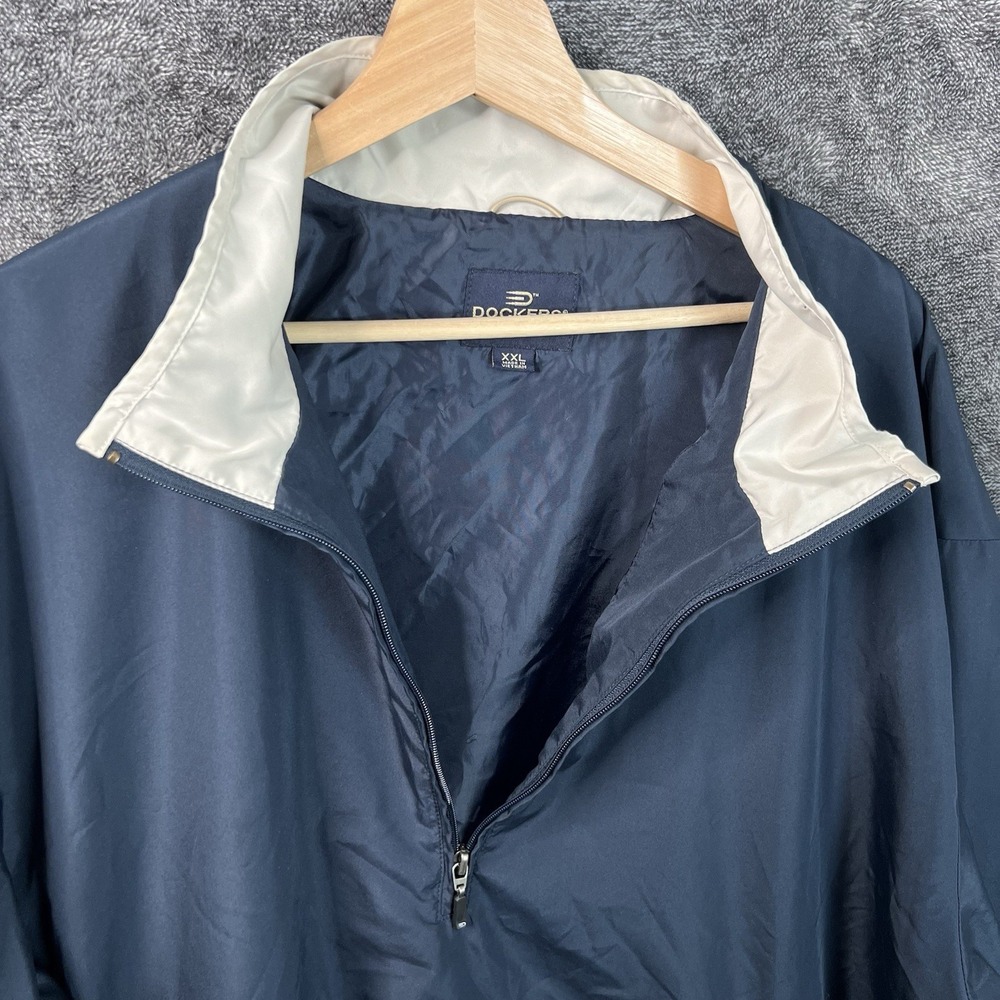 Vintage Dockers Golf Windbreaker Half Zip Blue White Men's Size 2XL Long Sleeve - Picture 10 of 11
